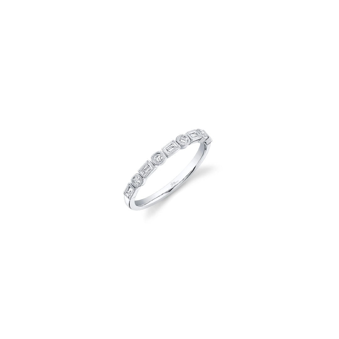 Shy Creation Geometric Milgrain Diamond Ring