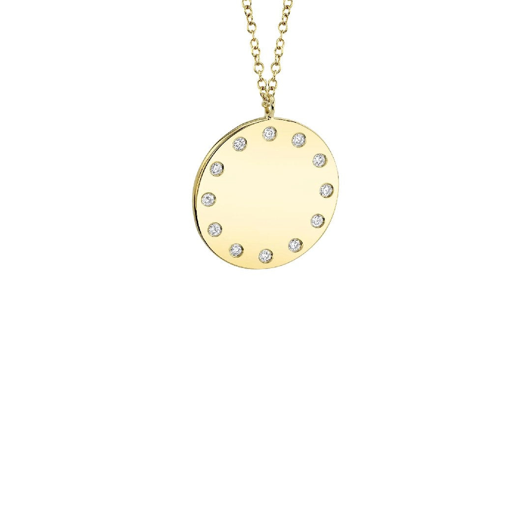 Shy Creation Burnished Diamond Disc Necklace