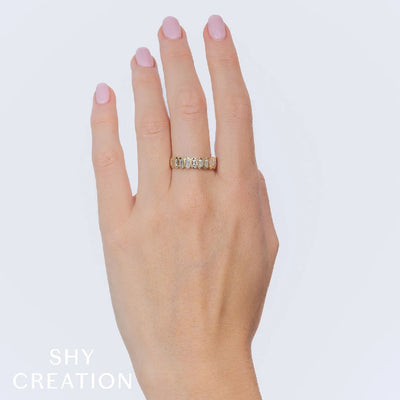 Shy Creation Elongated Hexagon Baguette Diamond Ring