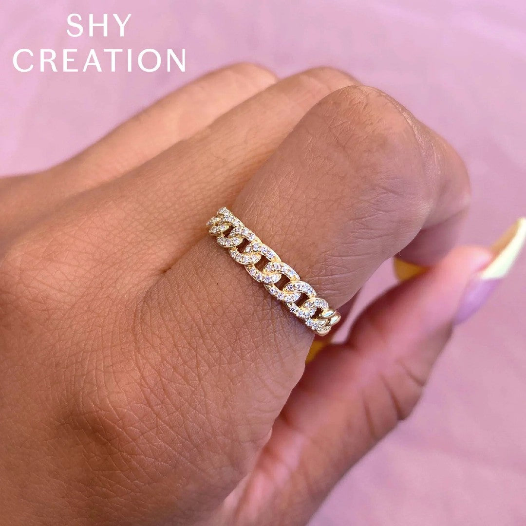 Shy Creation Diamond Cuban Link Ring