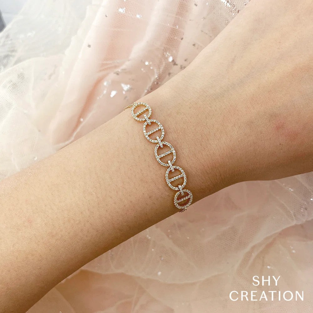 Shy Creation Diamond Mariner Link Bolo Bracelet