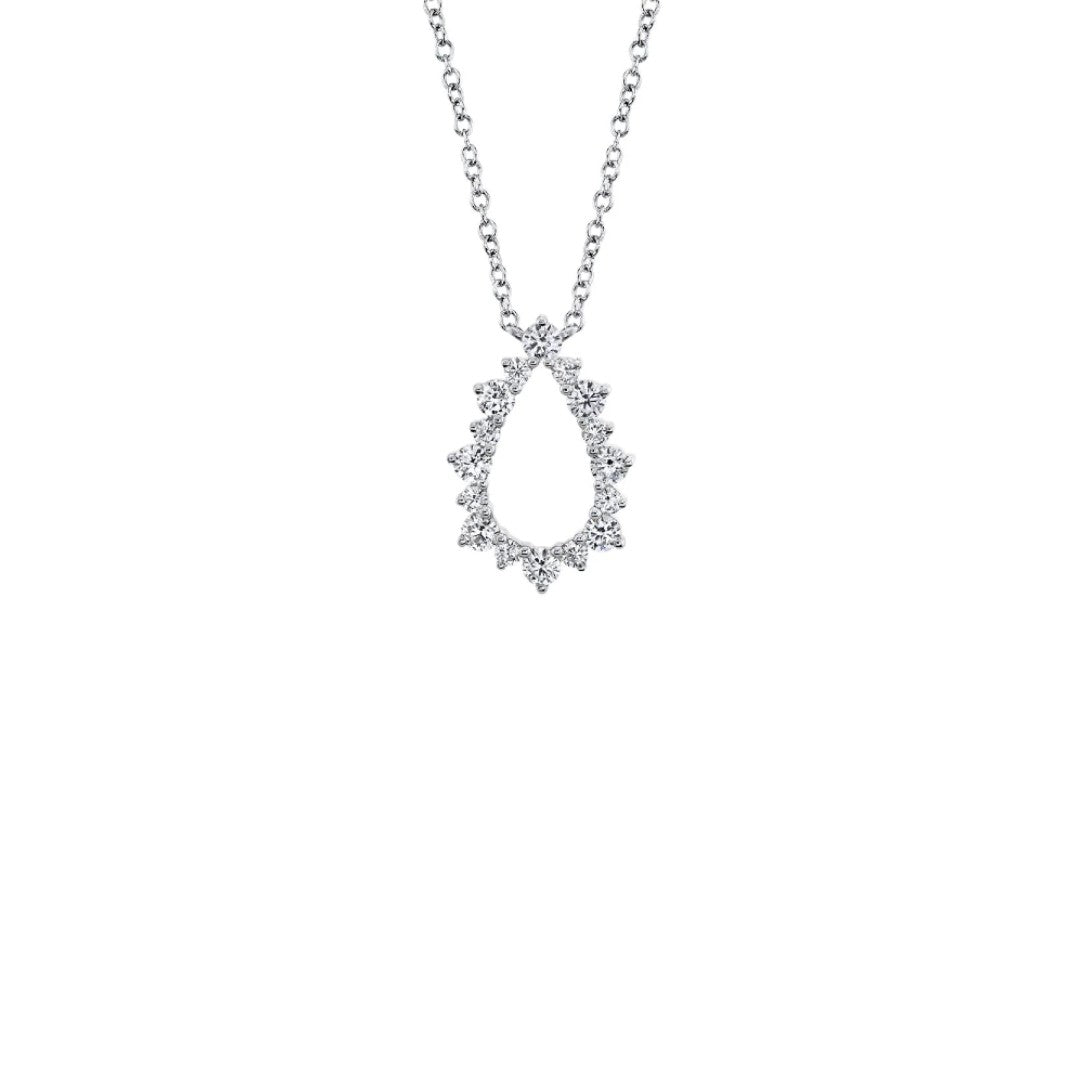 Shy Creation Open Diamond Pear Necklace