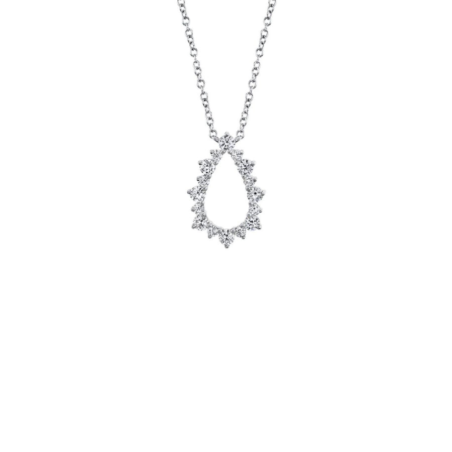 Shy Creation Open Diamond Pear Necklace