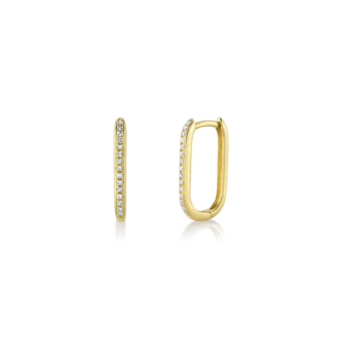 Shy Creation Oval Diamond Hoops