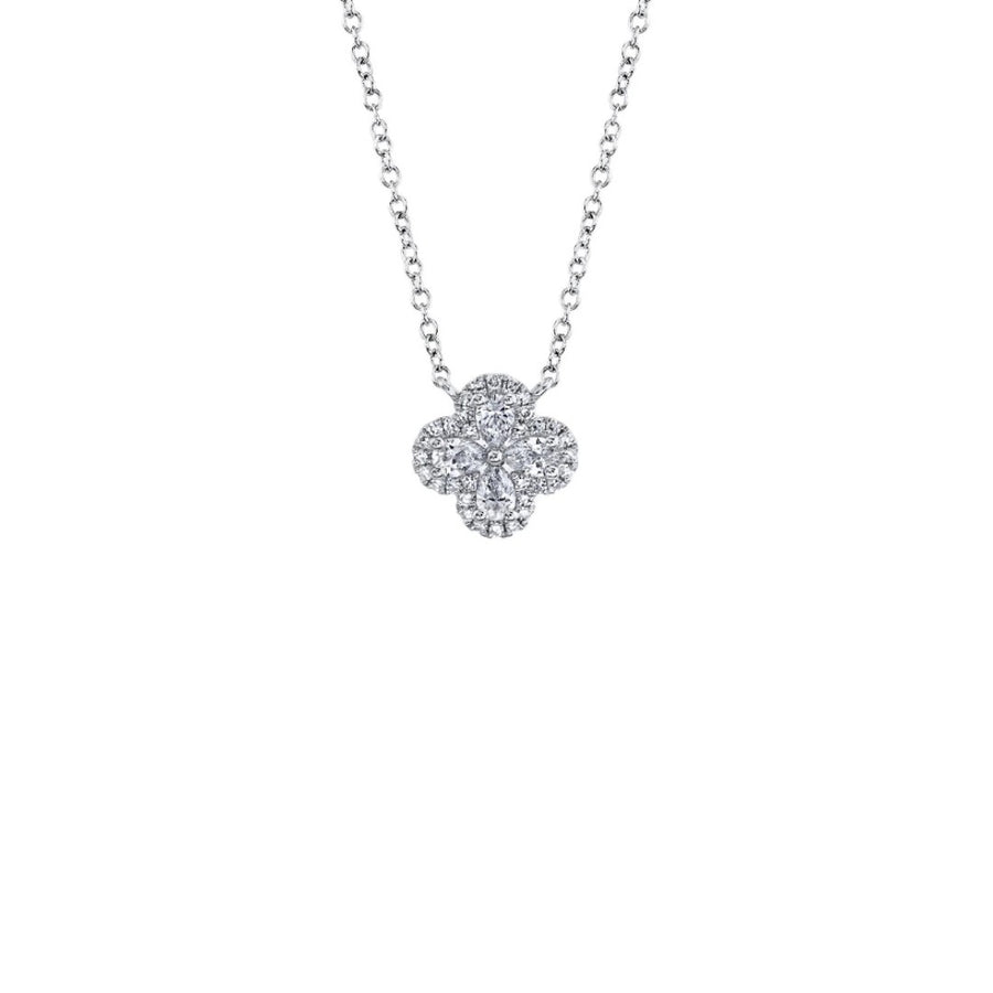 Shy Creation Pave Diamond Clover Necklace