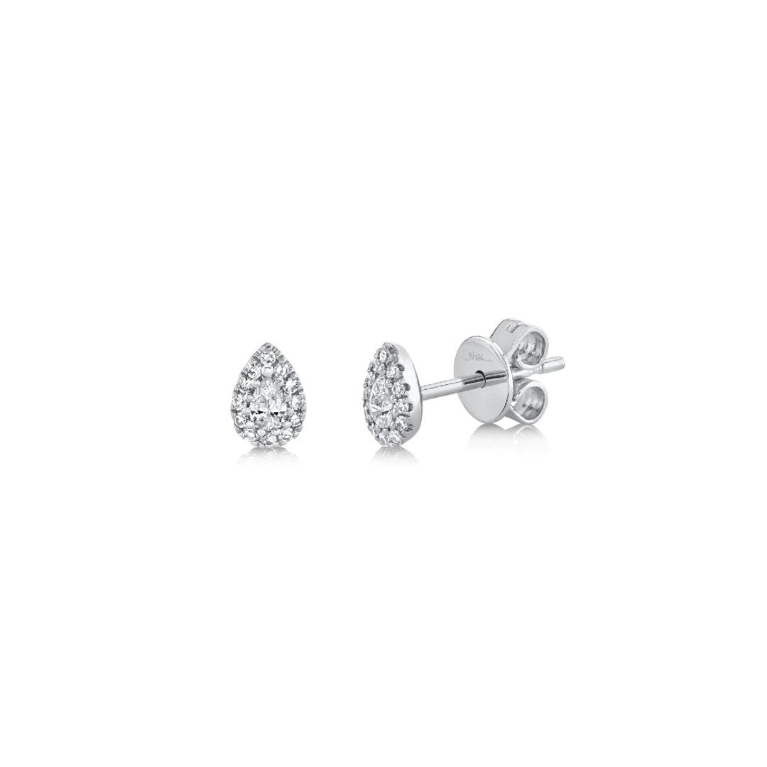 Shy Creation Pave Diamond Pear Stud Earrings