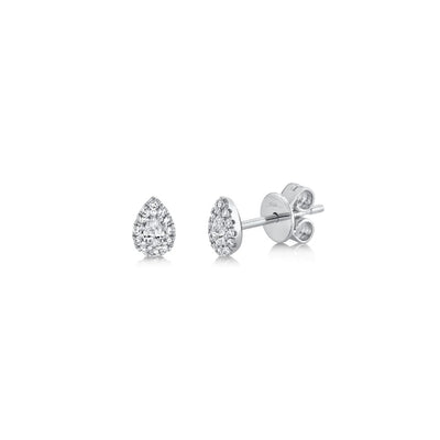 Shy Creation Pave Diamond Pear Stud Earrings