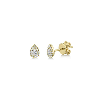 Shy Creation Pave Diamond Pear Stud Earrings