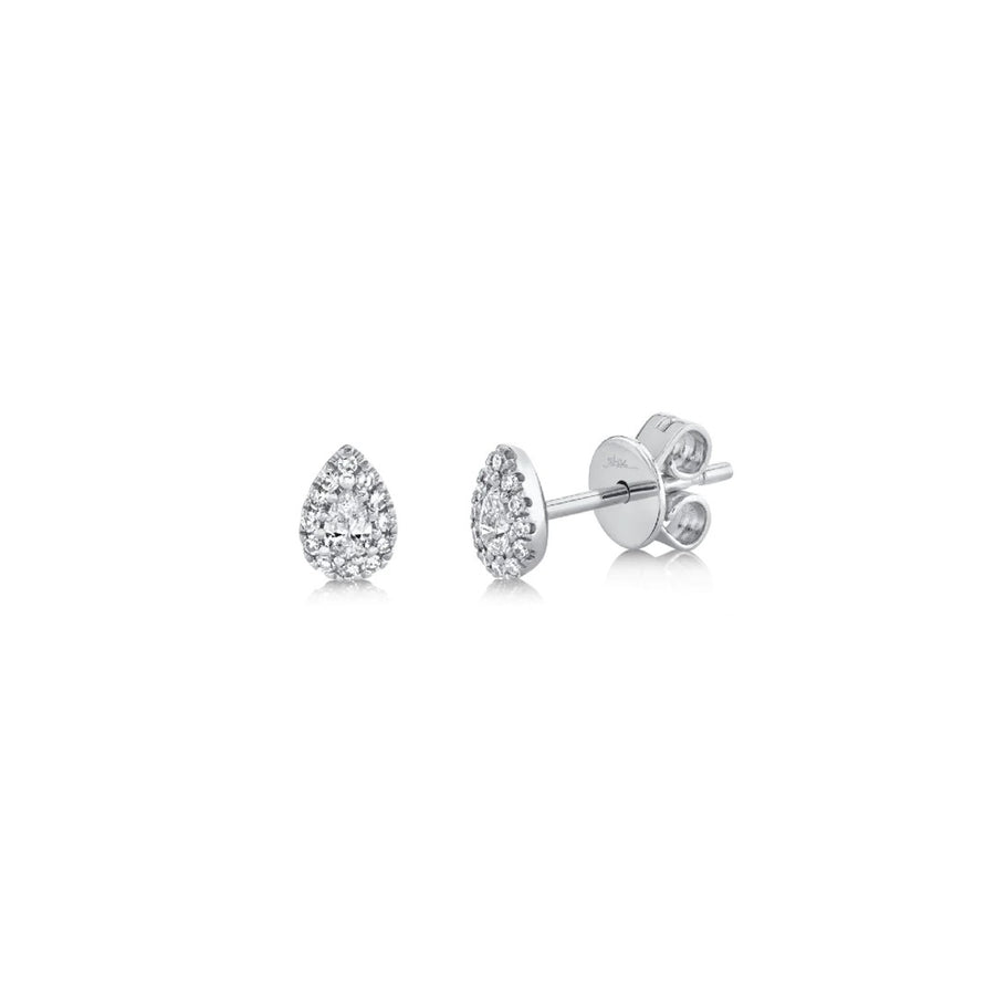 Shy Creation Pave Diamond Pear Stud Earrings