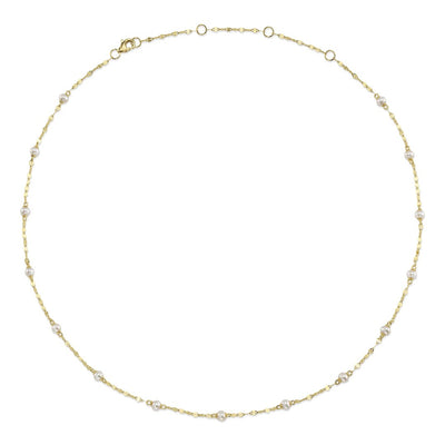 Shy Creation Cultured Pearl Sparkle Chain Necklace