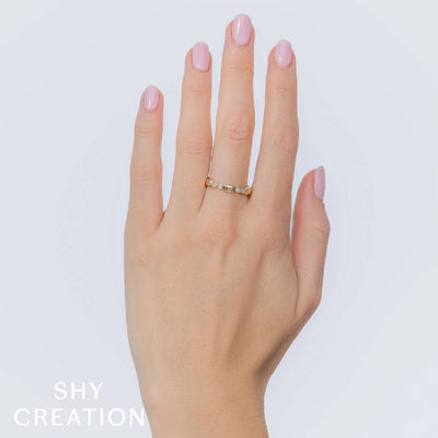 Shy Creation Bezel Diamond Geo Cut Ring