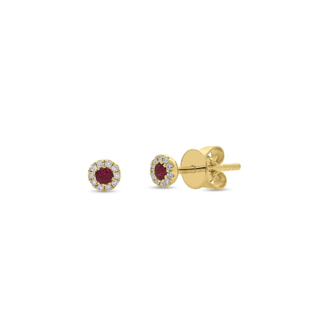Shy Creation Ruby & Diamond Round Studs