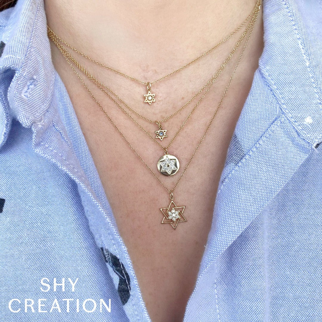 Shy Creation Sapphire Star of David Necklace