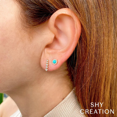 Shy Creation Turquoise & Diamond Studs