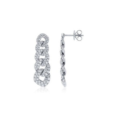 Shy Creation Diamond Cuban Link Drop Earrings
