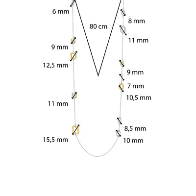 Ti Sento Milano Silver & Gold Long Multi Stations Necklace