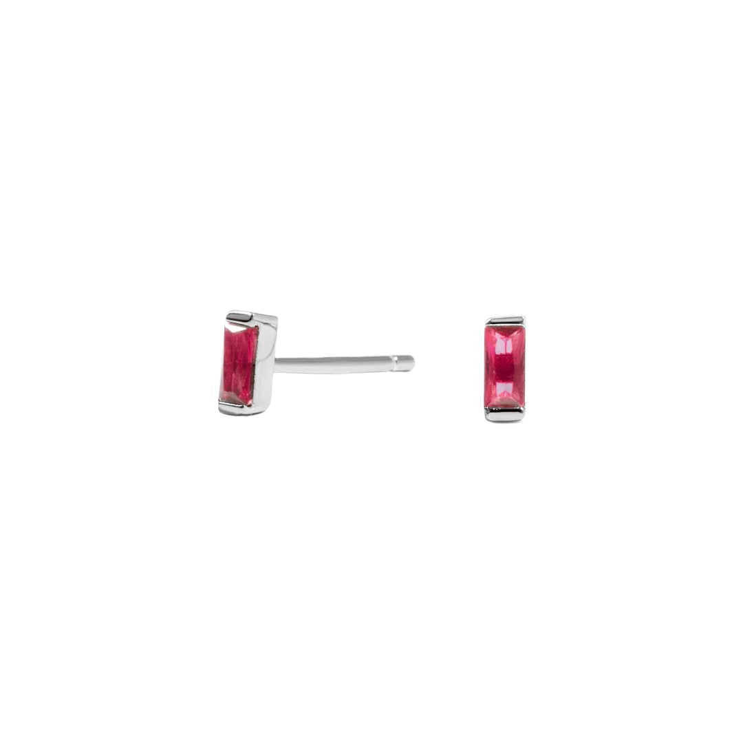 Ruby Baguette Stud Earrings