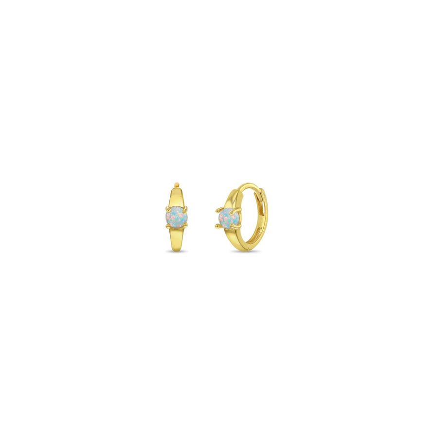 Single Opal Little Girl's Hoop Earrings
