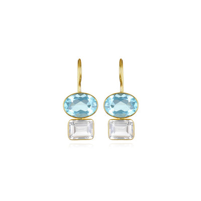 Sky Blue & Clear Quartz Double Valencia Earrings