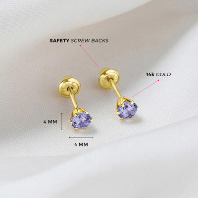 Alexandrite Prong Set Little Girl's Stud Earrings