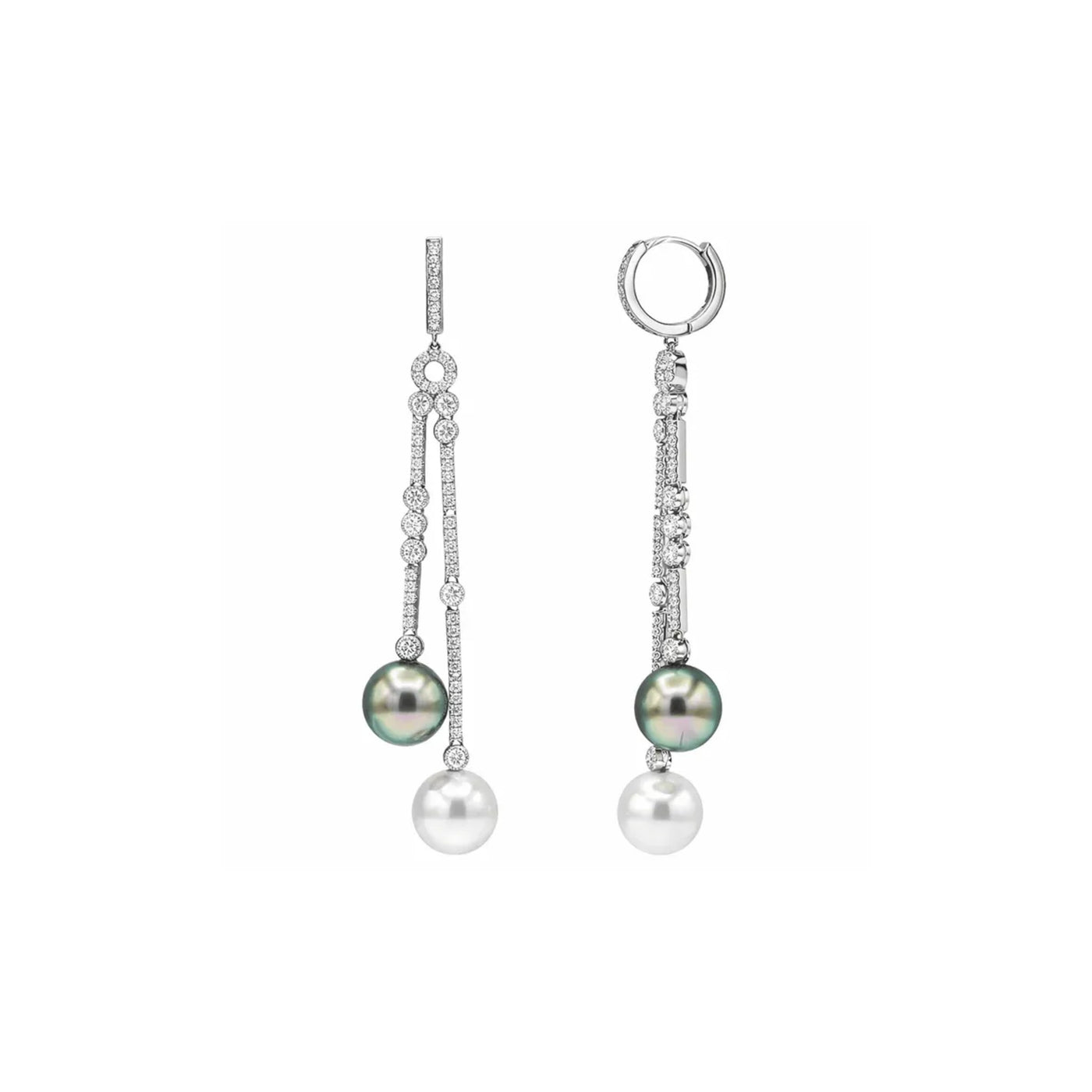 South Sea & Tahitian Pearl Drop Earrings with Diamonds