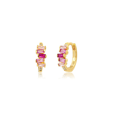 Stacked Red Ombre Baguette Huggies