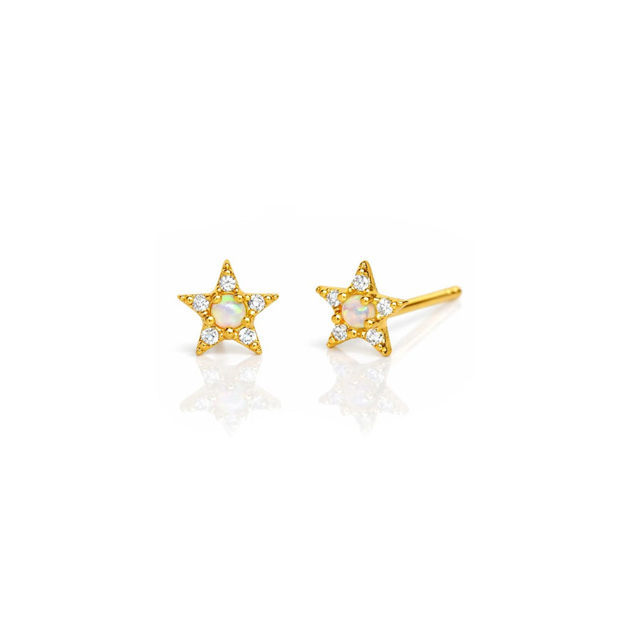 Star Studs with Opal Center