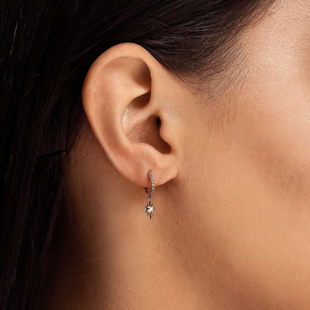 Opal Starburst Dangle Huggie Hoops