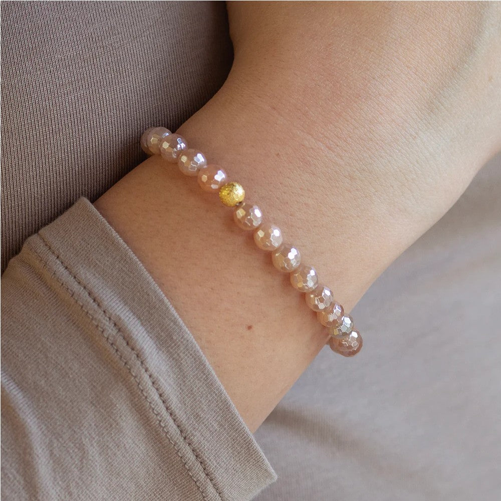 Faceted Sunstone 6mm Stretch Bracelet