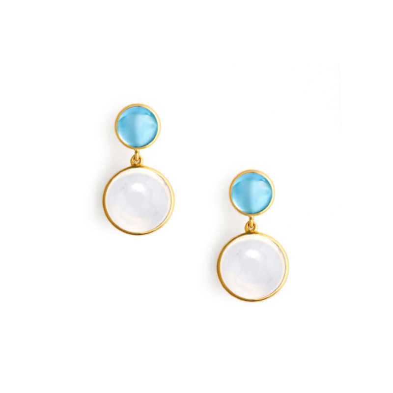 Syna Blue Topaz & Moon Quartz Cirra Double Drop Earrings