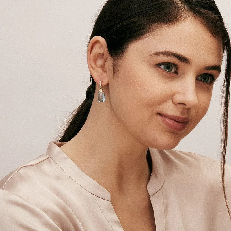 Syna Blue Topaz Mogul Drop Earrings