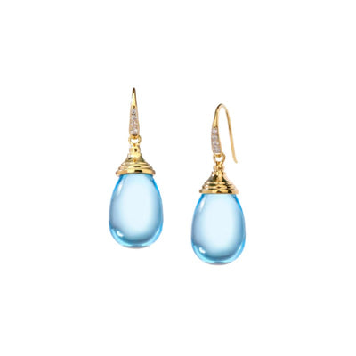 Syna Blue Topaz Mogul Drop Earrings