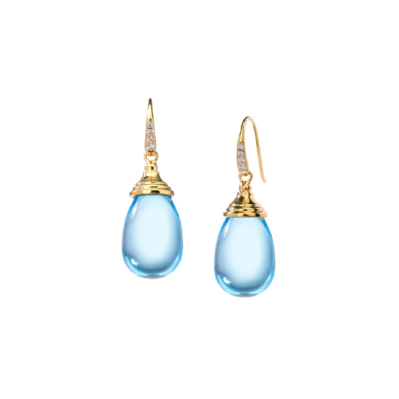 Syna Blue Topaz Mogul Drop Earrings
