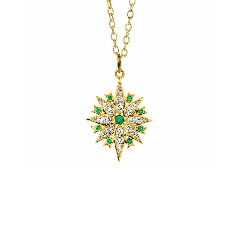 Syna Emerald & Diamond Starburst Pendant