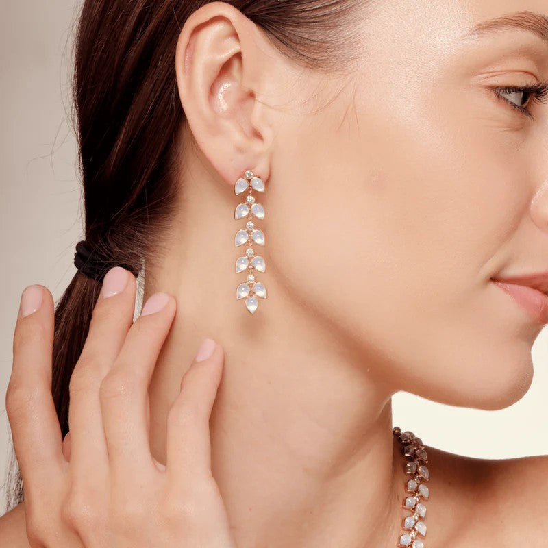 Syna Moon Quartz Jardin Leaf Drop Earrings