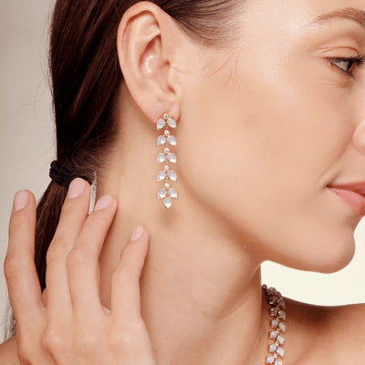 Syna Moon Quartz Jardin Leaf Drop Earrings