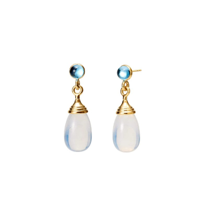 Syna Moon Quartz & Blue Topaz Mogul Drop Earrings