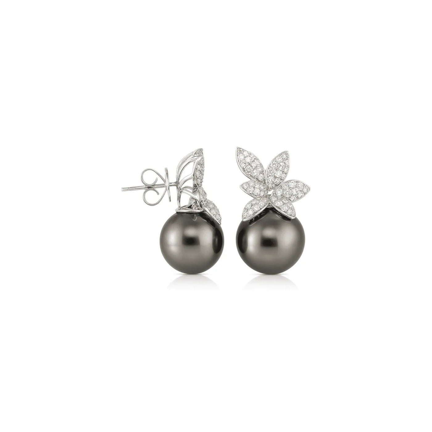 Tahitian Pearl & Diamond Cap Earrings