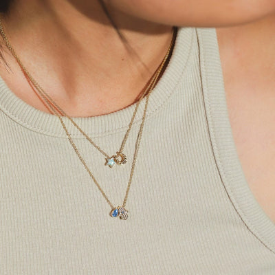 Hamsa and Pear-Shaped Stone Necklace