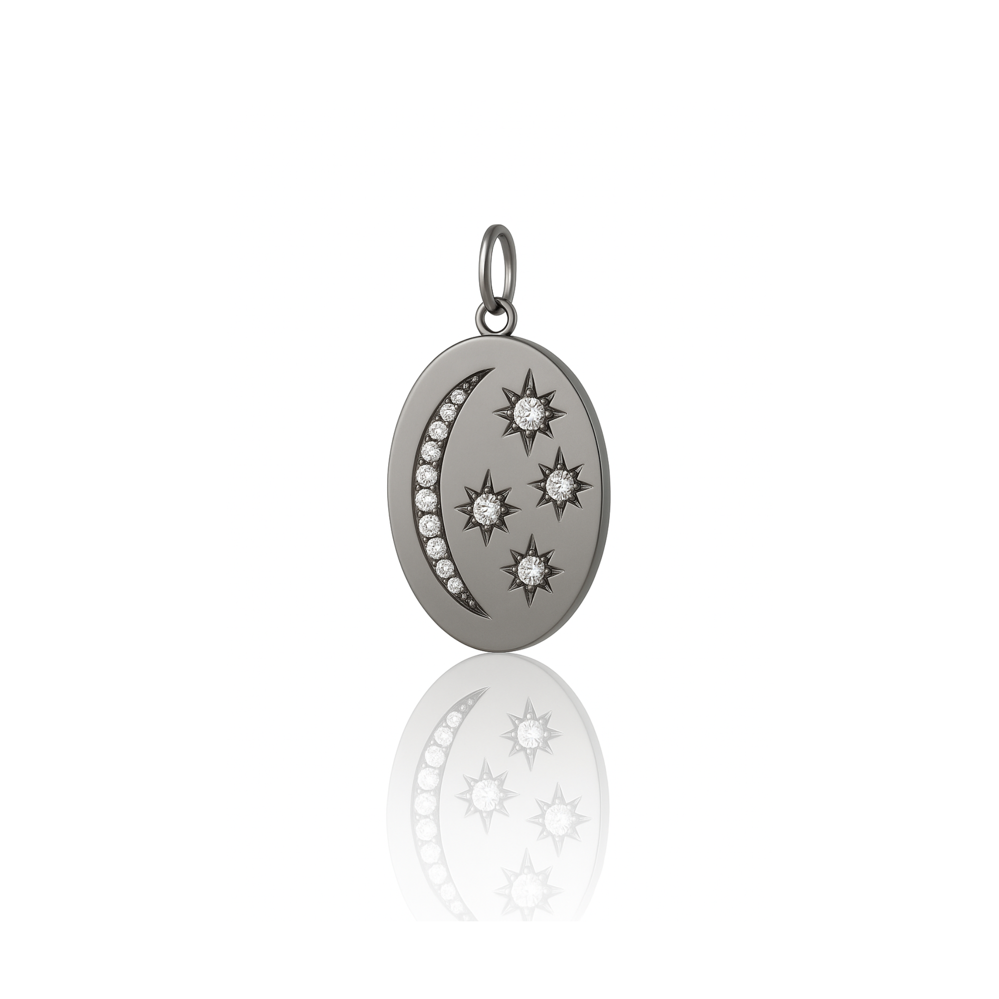 Tara Mikolay Diamond Oval Moon & Stars Charm
