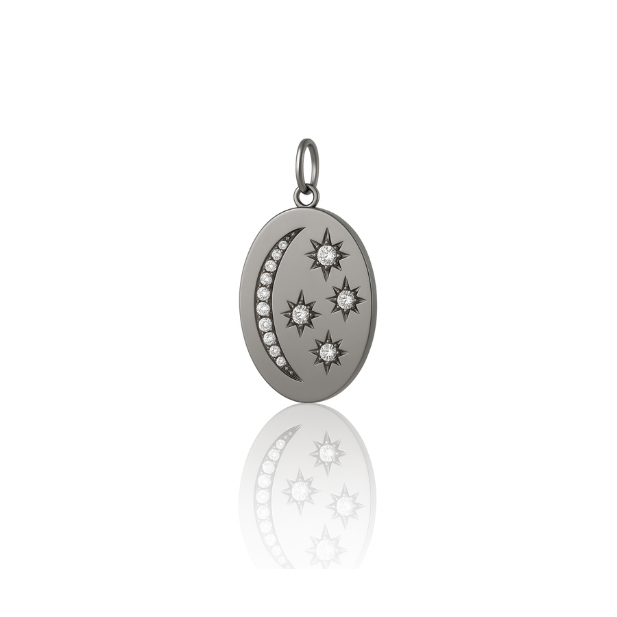 Tara Mikolay Diamond Oval Moon & Stars Charm