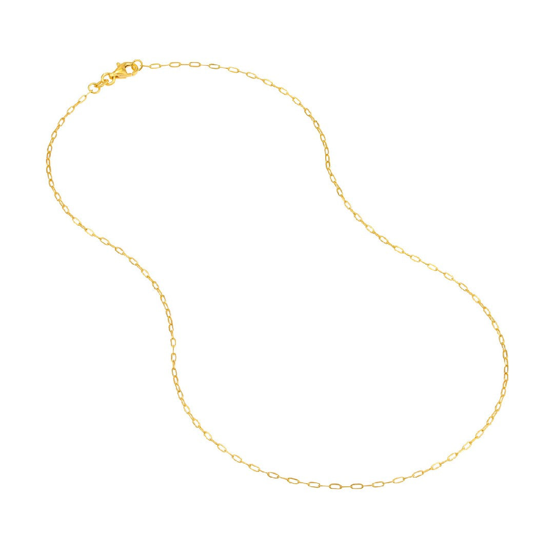 Paperclip 1.25mm Chain in Yellow Gold
