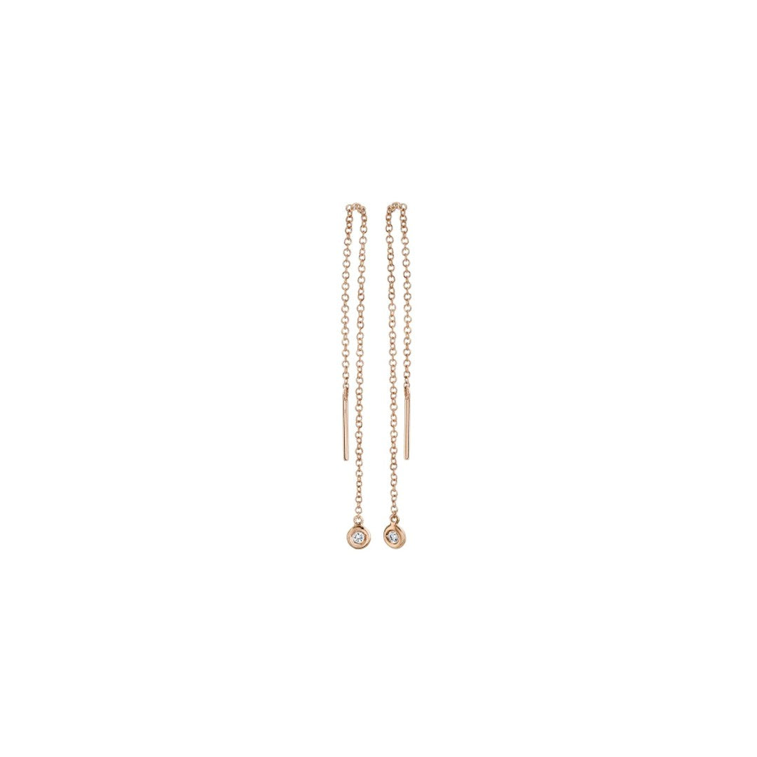 Shy Creation Threader Earrings with Bezel Diamond