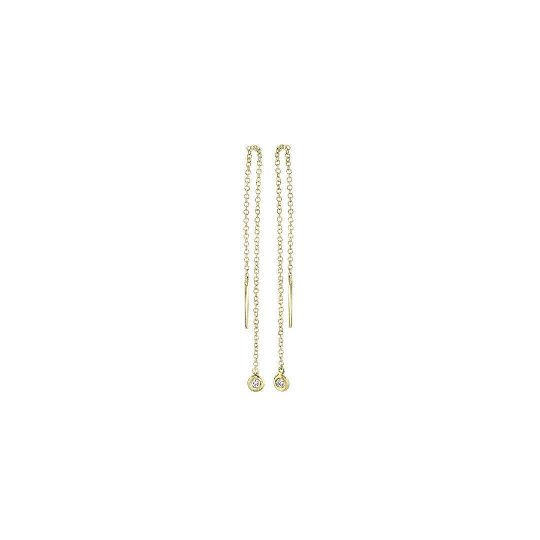 Shy Creation Threader Earrings with Bezel Diamond