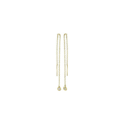 Shy Creation Threader Earrings with Bezel Diamond
