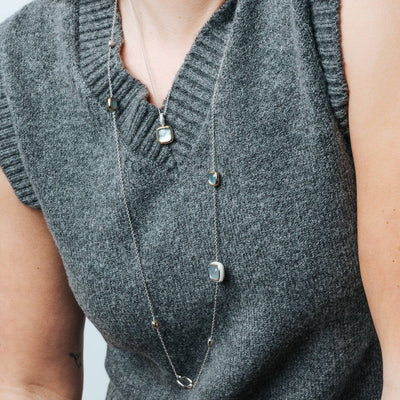 Ti Sento Milano Grey Pearl Tokens Necklace