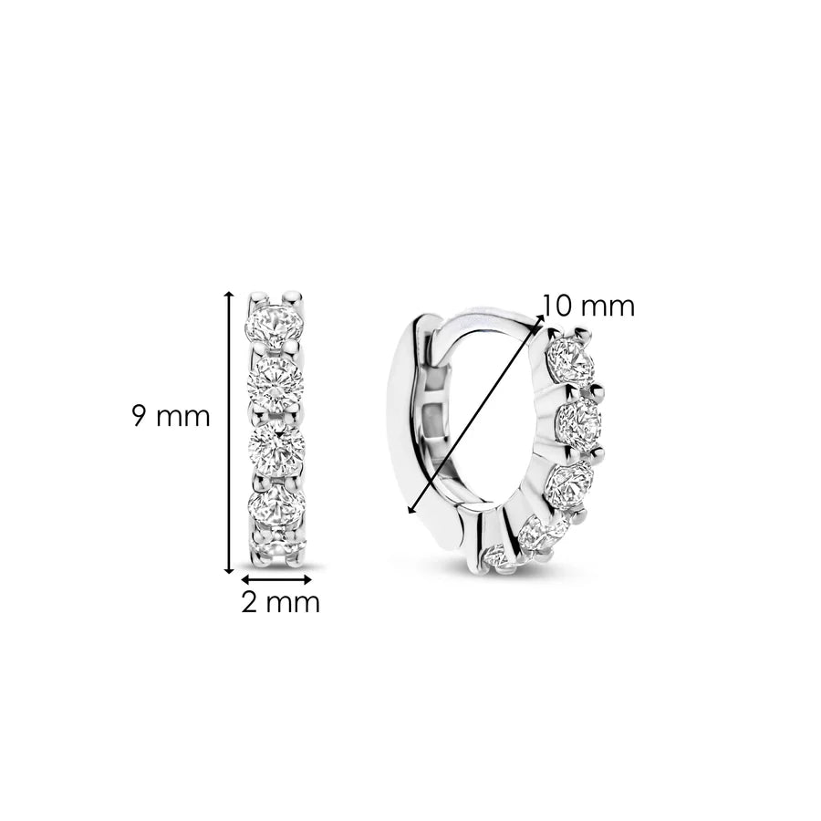 Ti Sento Milano 10mm Zirconia Silver Huggie Hoops