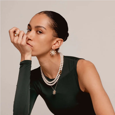 Ti Sento Milano White Pearl Necklace with Gold Clasp