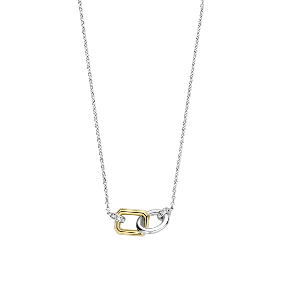 Ti Sento Milano Rectangle & Circle Interlocking Necklace
