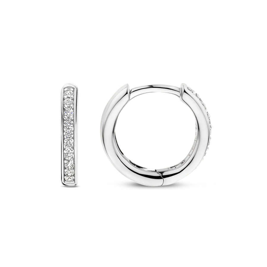 Ti Sento Milano Silver Zirconia Huggie Hoops